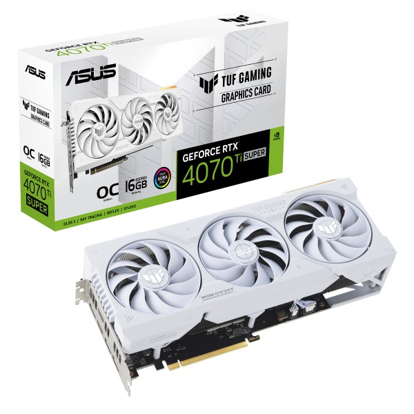 Scheda Video ASUS TUF Gaming Nvidia GeForce RTX 4070 Ti SUPER OC 16GB Bianca GDDR6X