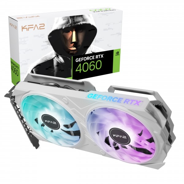 Scheda Video KFA2 GeForce RTX 4060 EX Bianca 1-Click OC da 8 GB