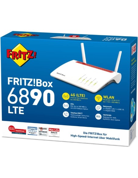 Router wireless AVM FRITZ! Box 6890 LTE Gigabit Ethernet Dual-band (2.4 GHz/5 GHz) 3G 4G Nero, Rosso, Bianco