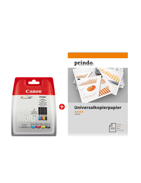 Value Pack Canon nero / ciano / magenta / giallo CLI-551 CMYBK MCVP + Prindo Universal Papier