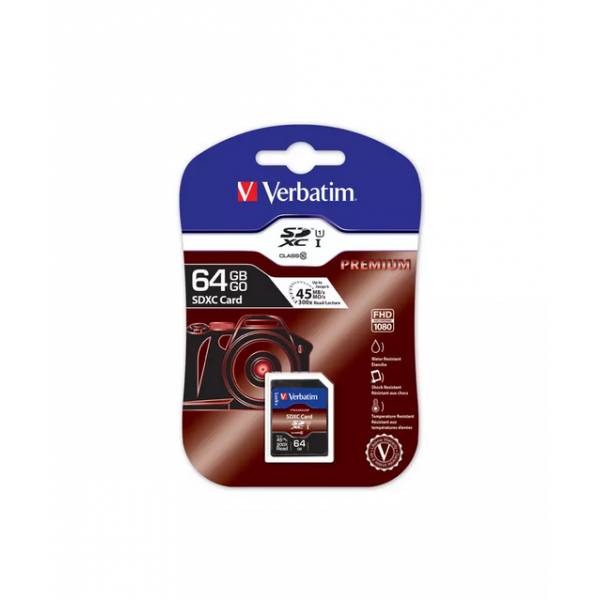 SCHEDA SDXC VERBATIM 64GB CLASS 10