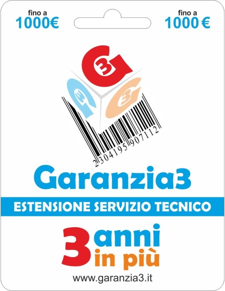 Garanzia 3 Estensione del servizio tecnico 3 Anni - Fino a 1000 €