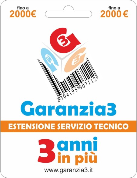 Garanzia 3 Estensione del servizio tecnico 3 Anni - Fino a 2000 €